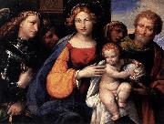 Benvenuto Tisi Virgin and Child with Saints Michael and Joseph oil painting